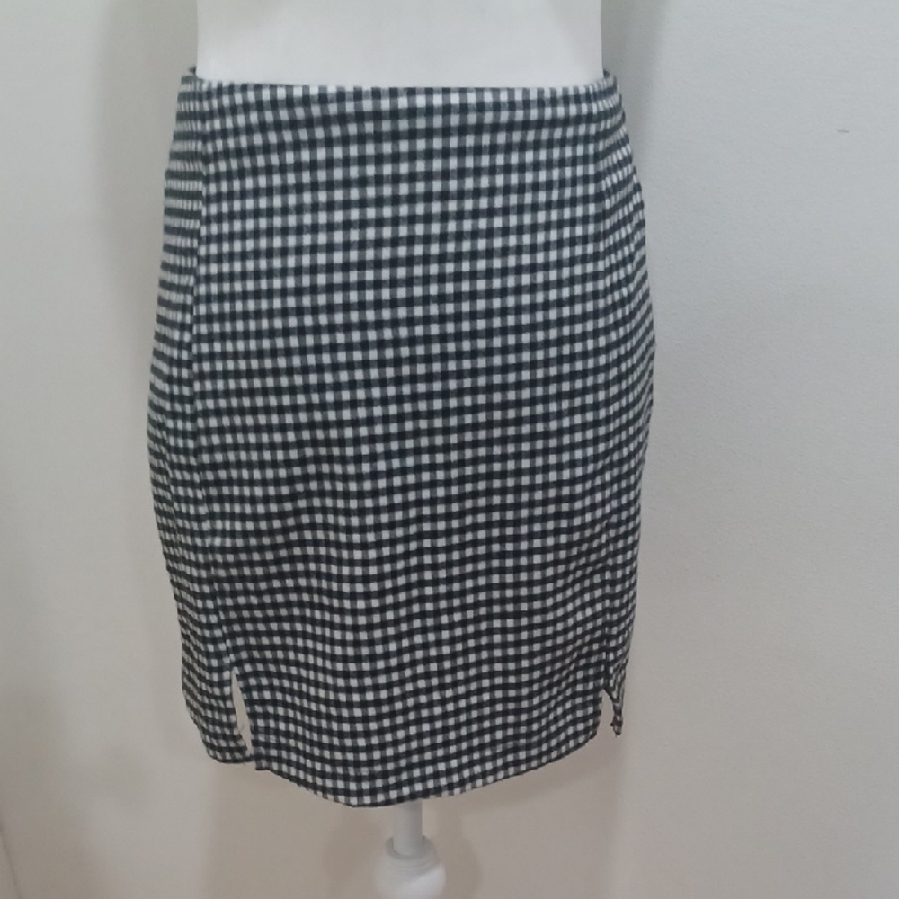 Eyeshadow Black and White Gingham Pencil Skirt
